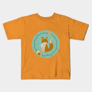 Cute fox in roses Kids T-Shirt